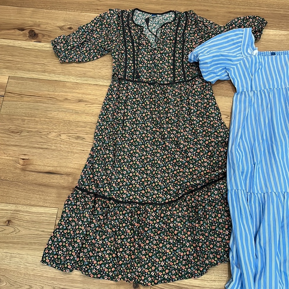 Floral Black Midi Dress — Women's Casual Summer Dress - Picture 2 of 8